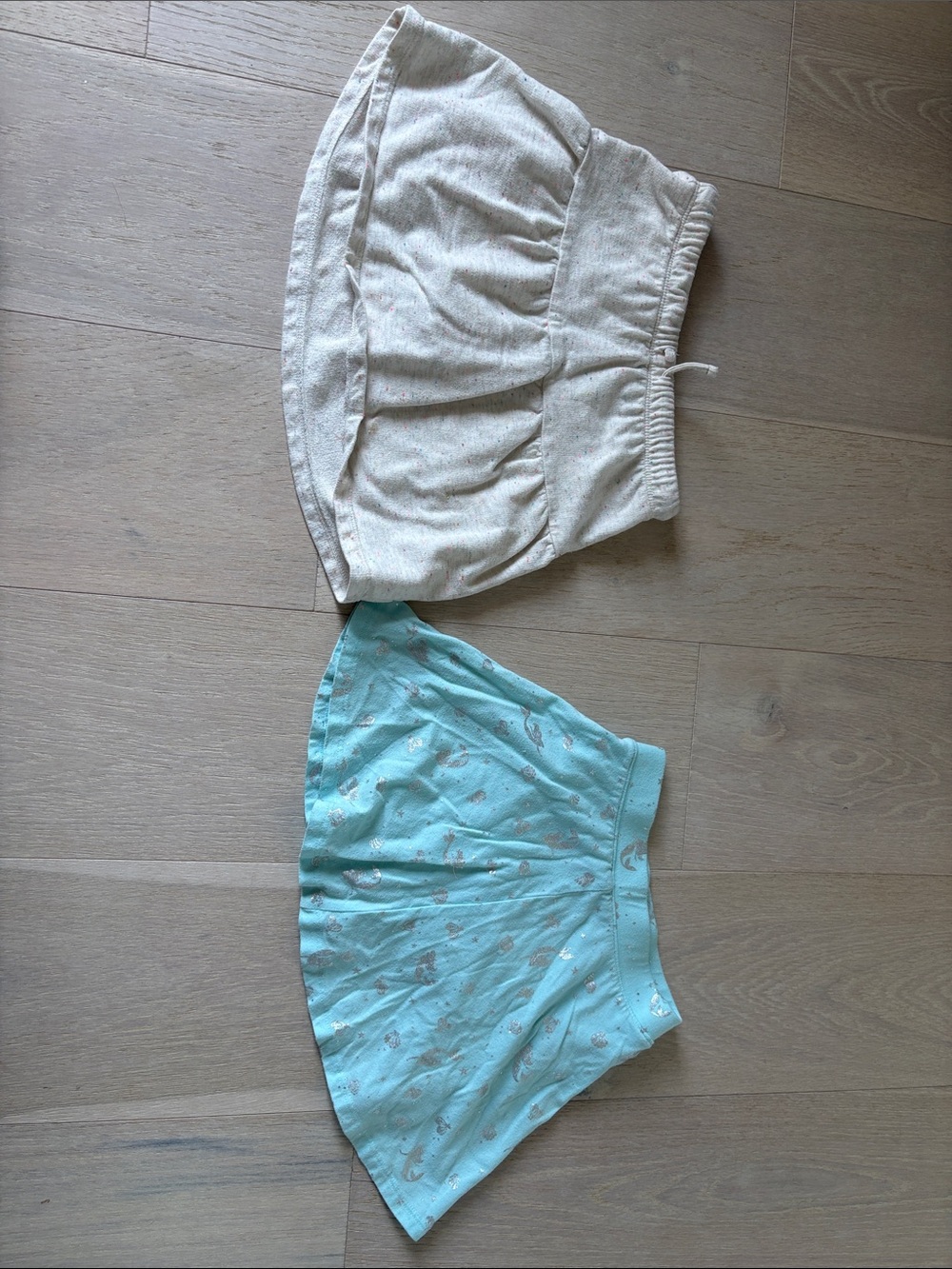 wonder nation Cream and Light Blue Girls' Tiered Skorts Set